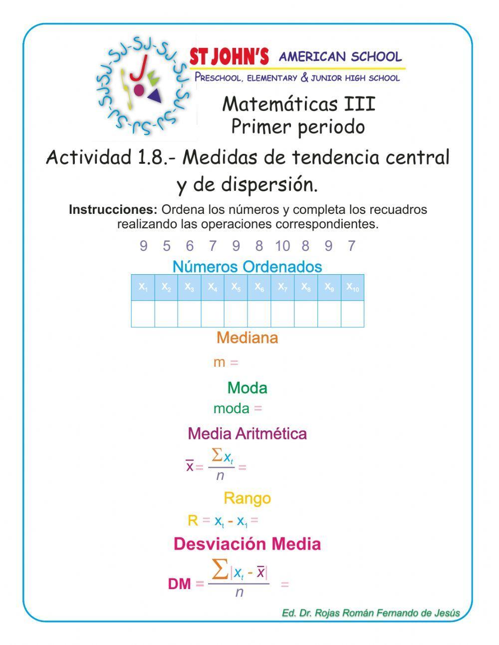 Medidas de tendencia central y dispersión Medidas de tendencia central y dispersión