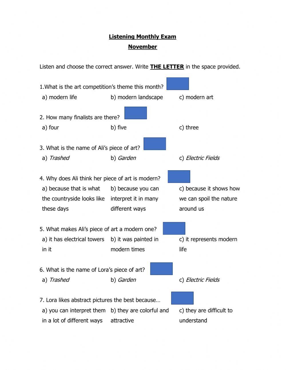 Listening Exam 6th November