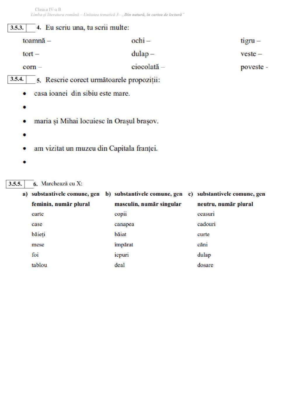 Evaluare U.I.3 ,,Din natură, în cartea de lectură”