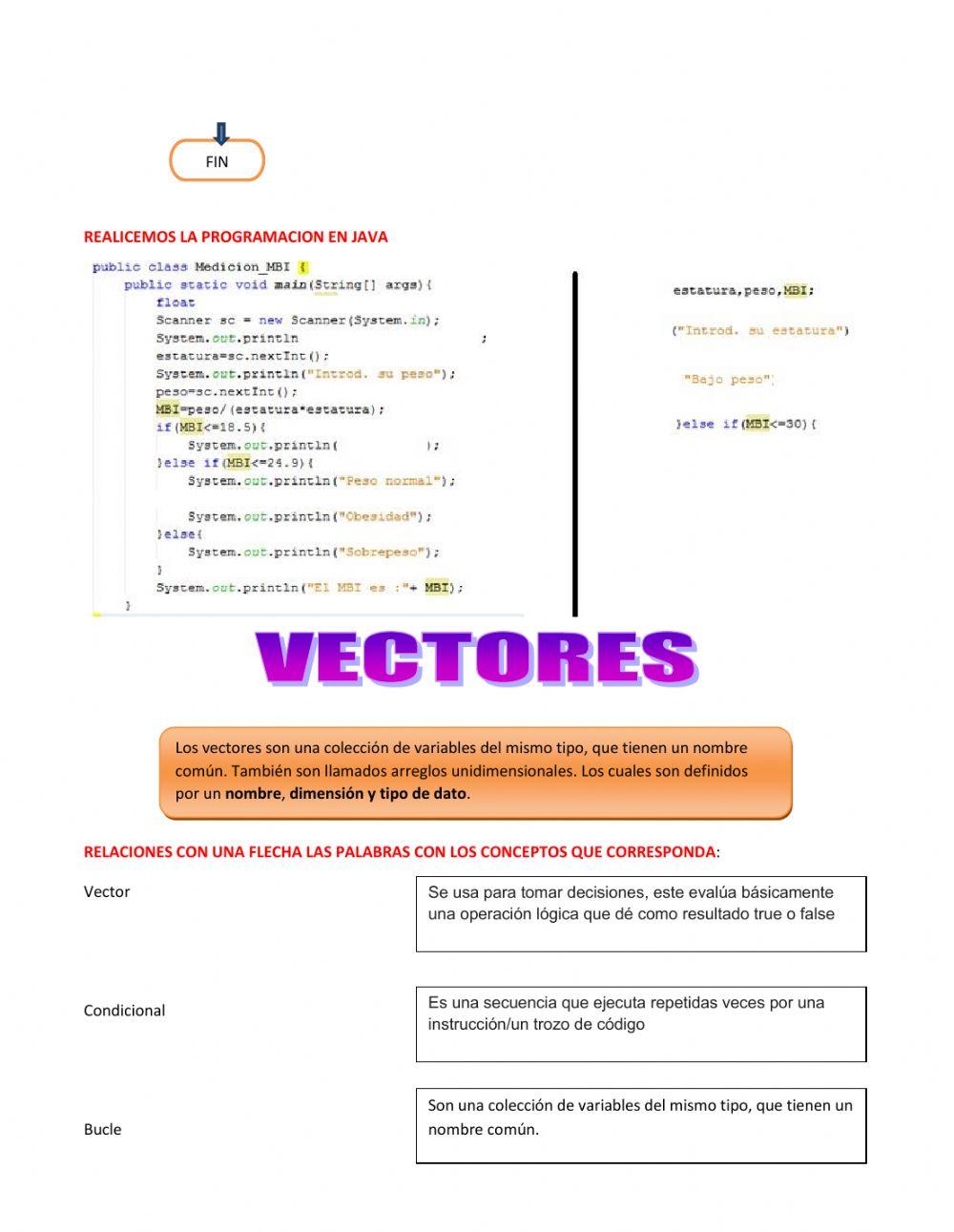 If y vectores en java