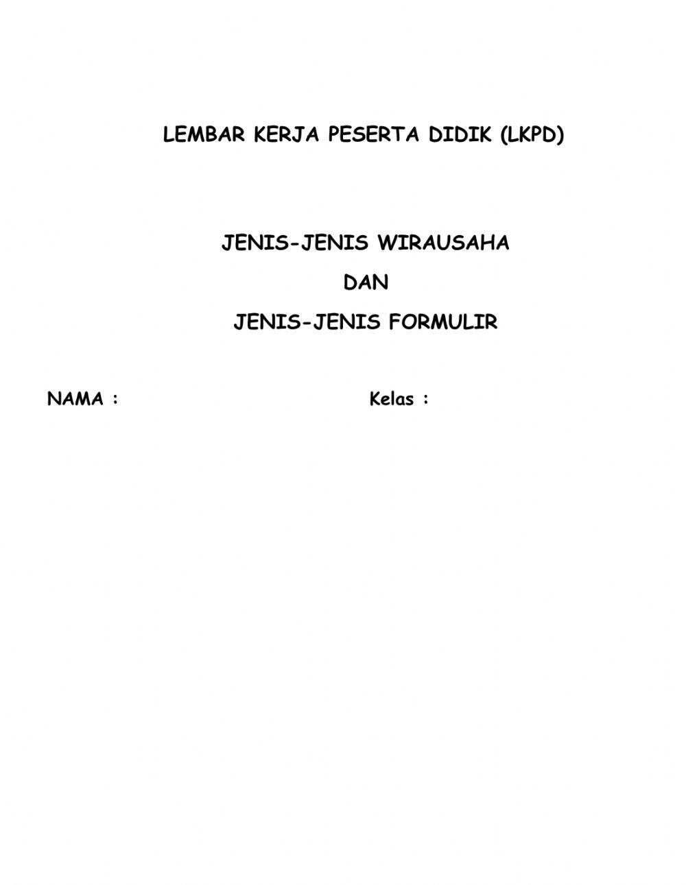 LK Jenis-Jenis Wirausaha dan Jenis-Jenis Formulir