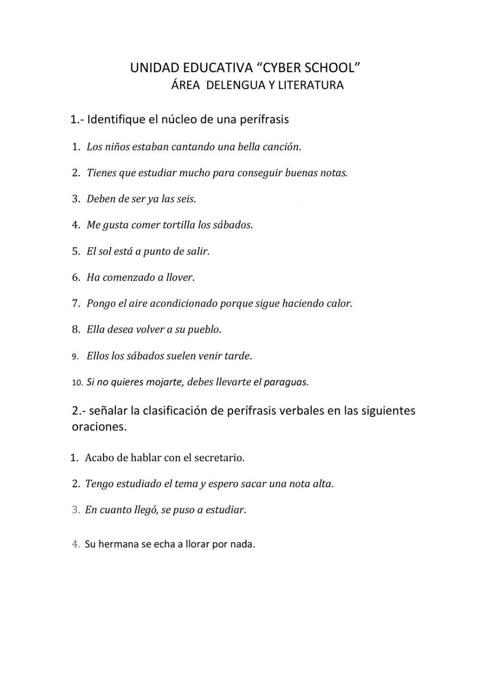 Núcleo de una perífrasis