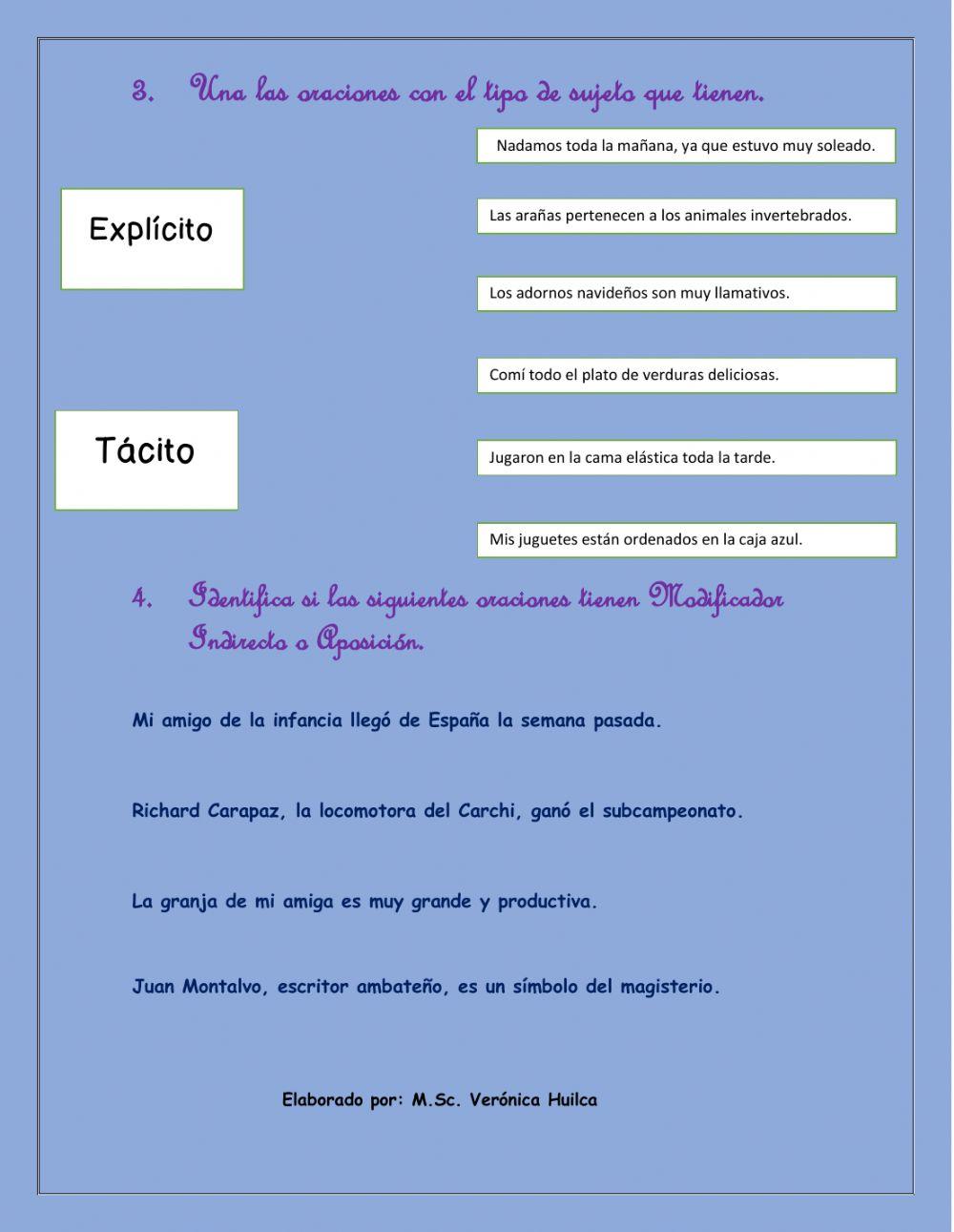 La Oración y Modificadores del Sujeto