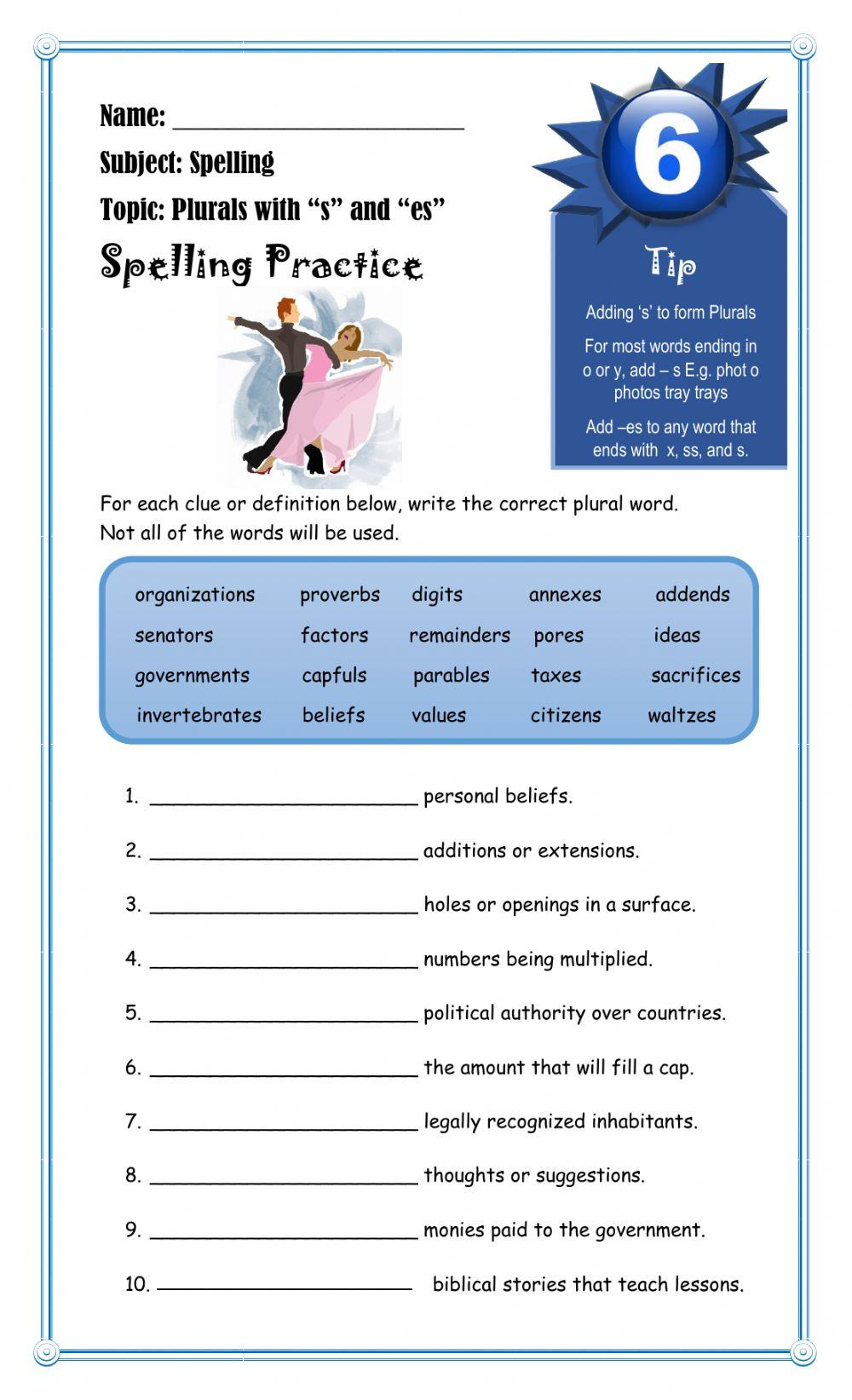 Spelling Plurals with -s- and -es-