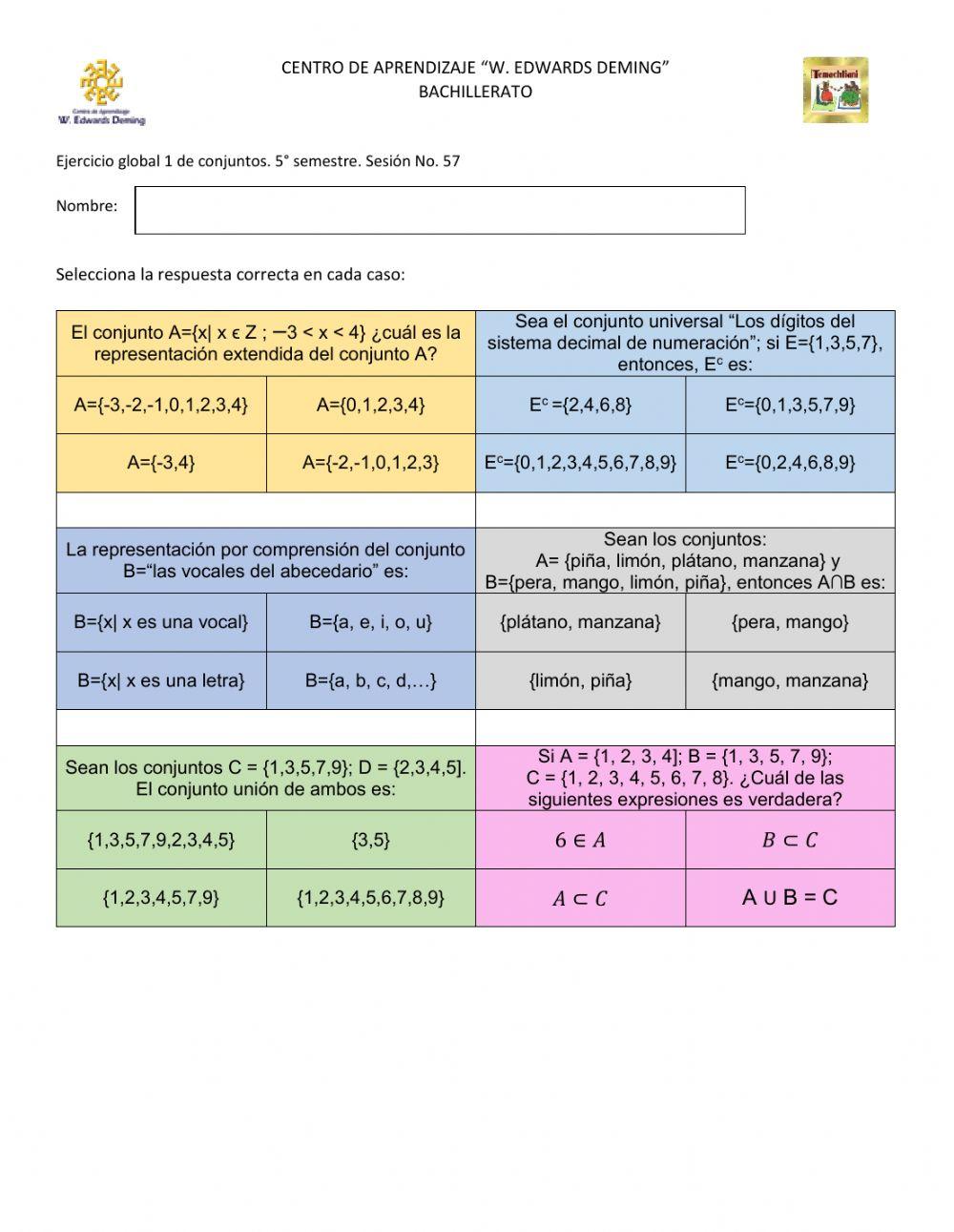 Ejercicio 1 de conjuntos