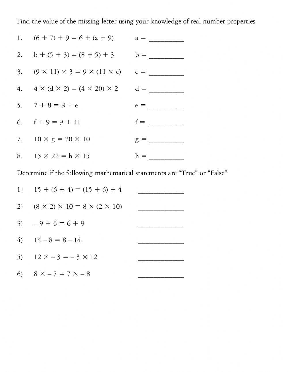 Commutative & Associative Properties