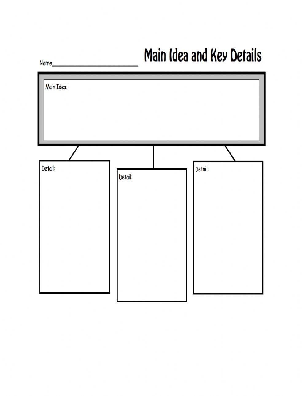 Main Idea and Key Details Graphic Organizer worksheet