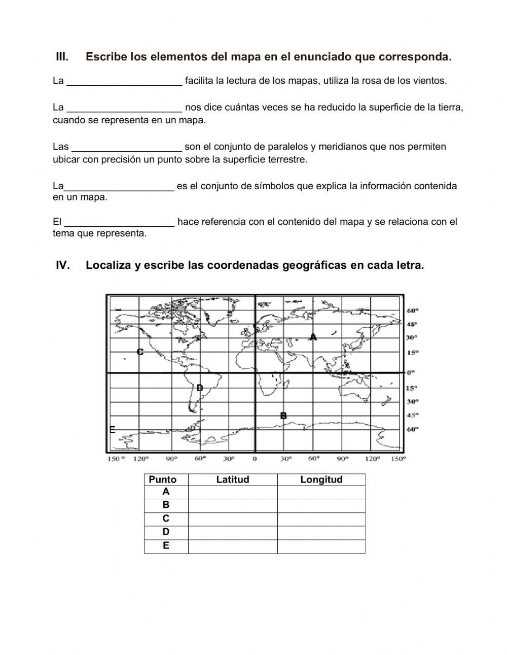 Examen de geografía quinto