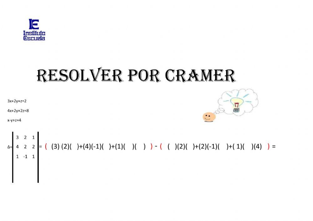 Sistema de Ecuaciones 3x3x por Cramer