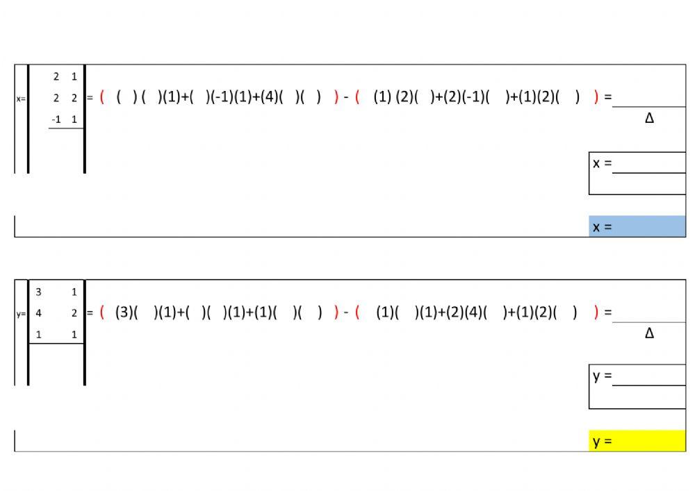 Sistema de Ecuaciones 3x3x por Cramer