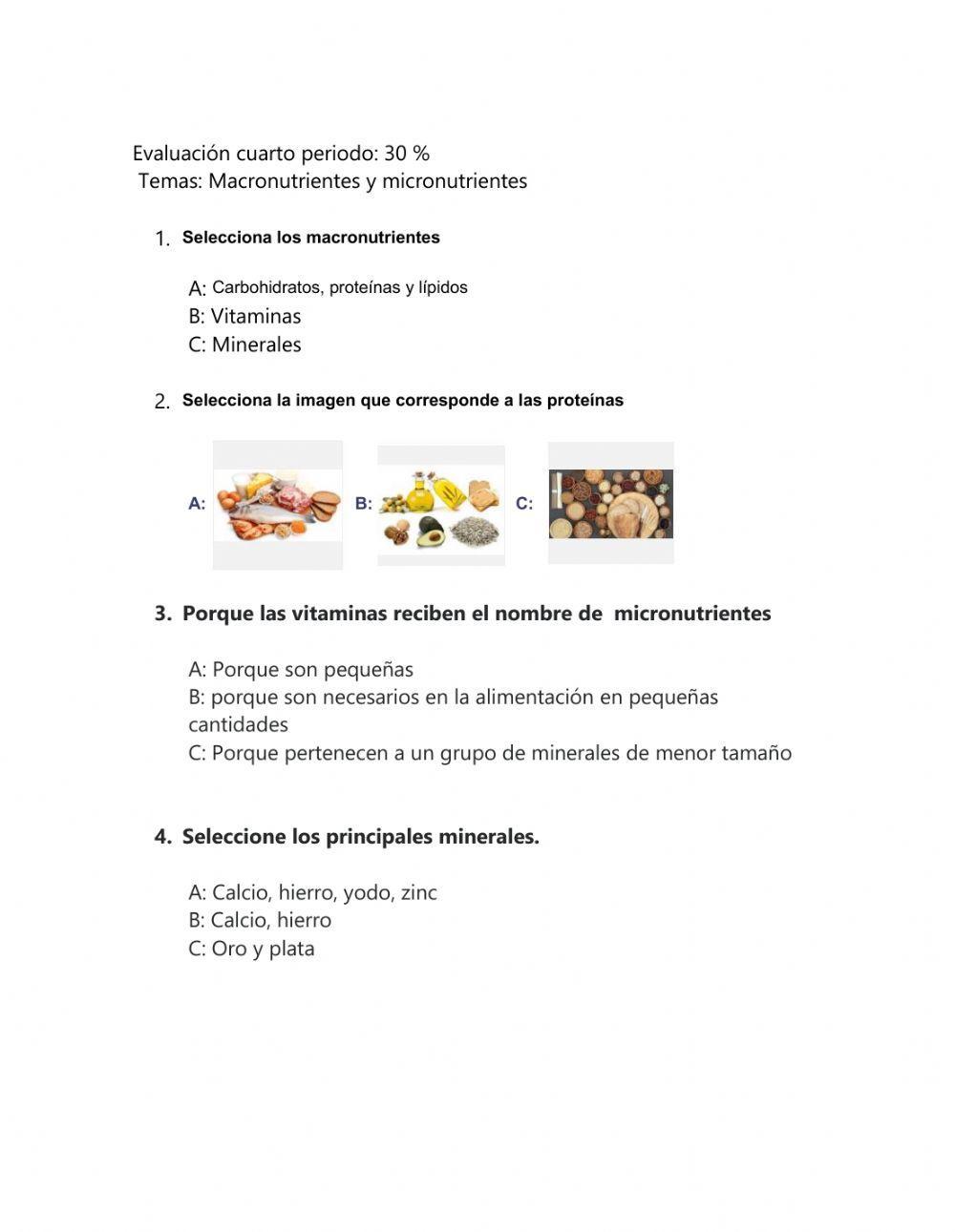 Evaluación macro y micronutrientes
