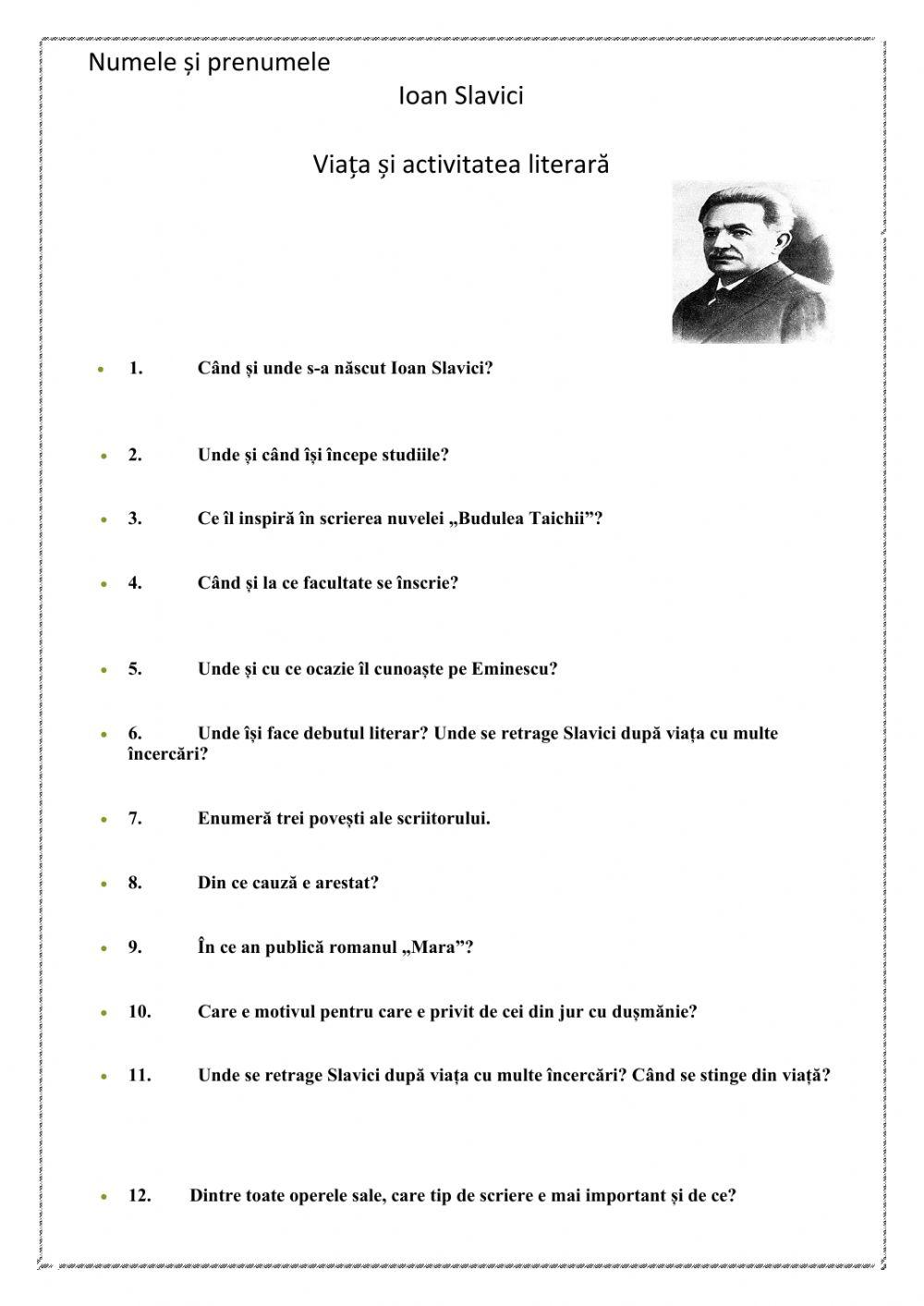 Ioan Slavici - viața și activitatea literară