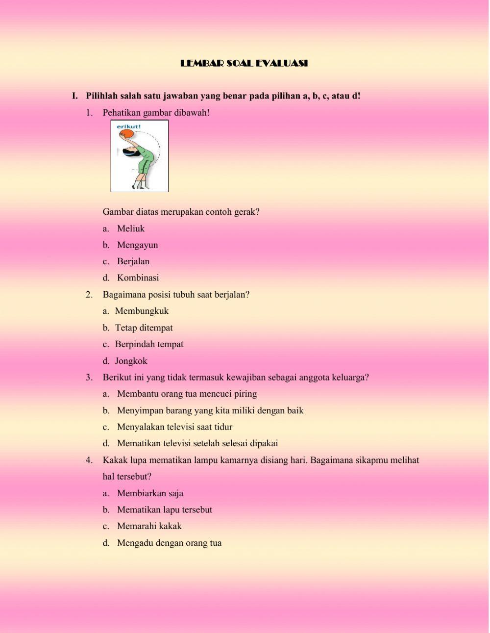 Soal evaluasi siklus 1