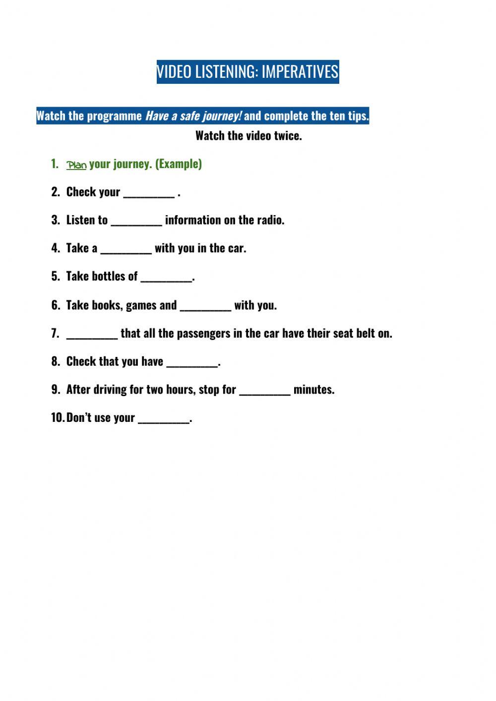 Imperatives: video listening. 