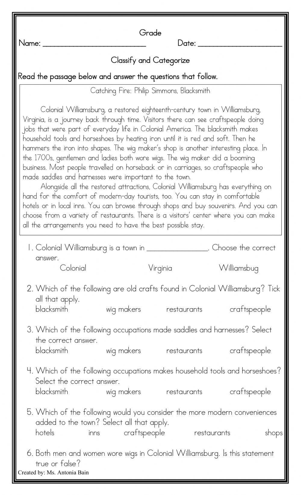 Classification Comprehension Classification Comprehension