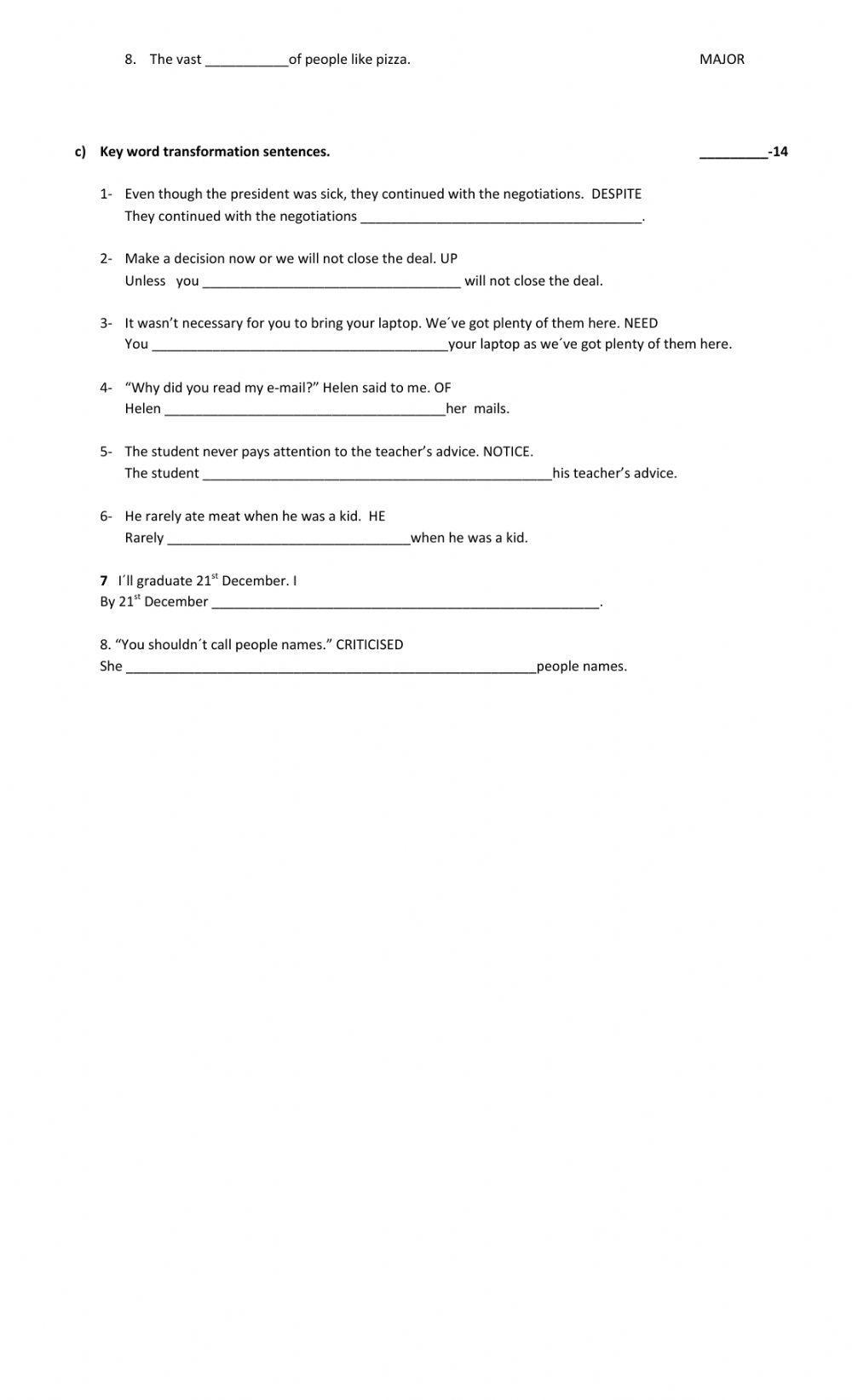 Use of English First Certificate Exam