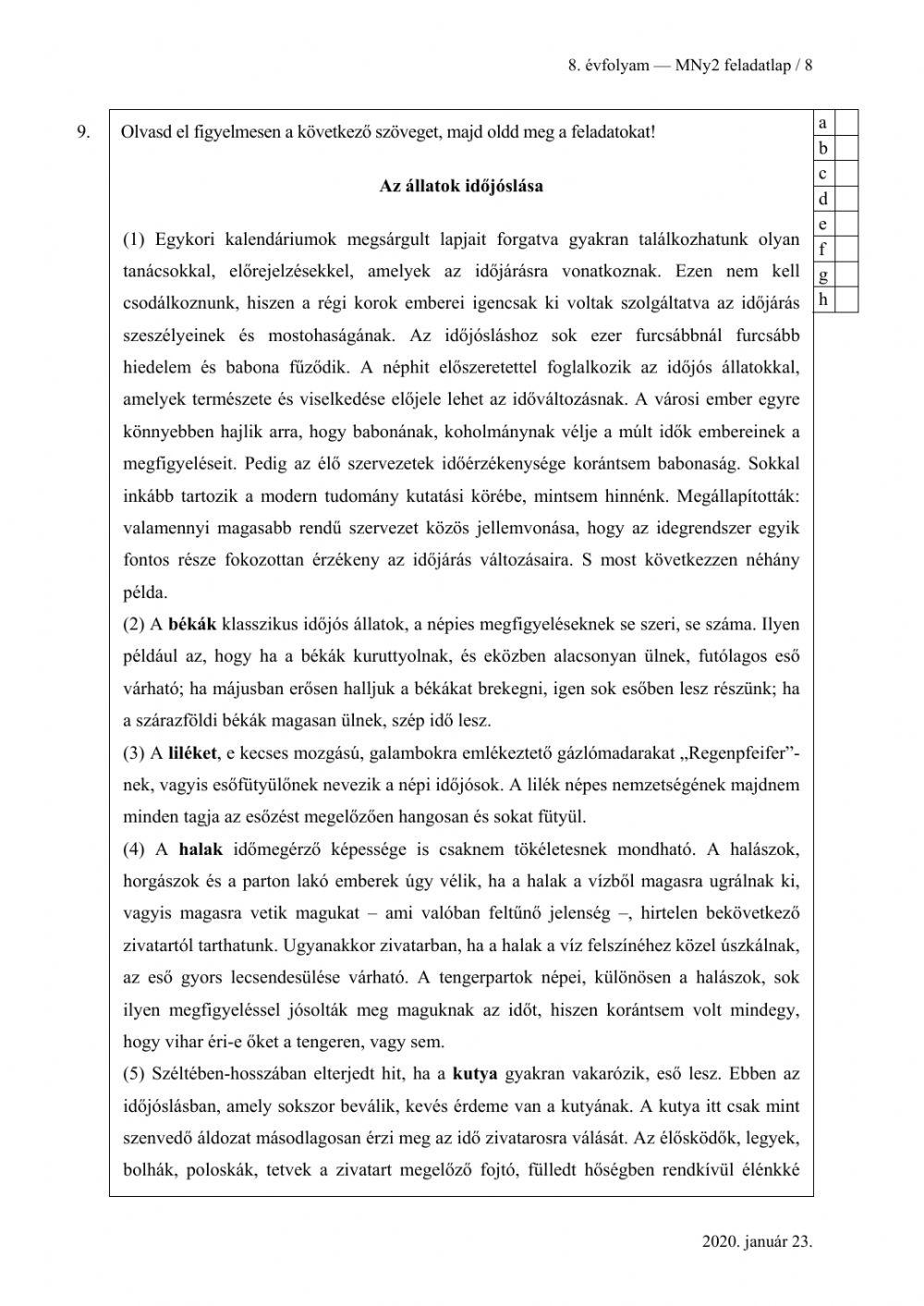 Magyar központi 2020 pót 2.rész