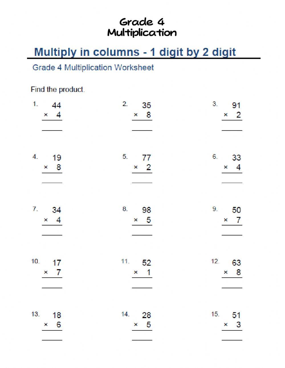 Multiply 2 digits by 1 digit p2