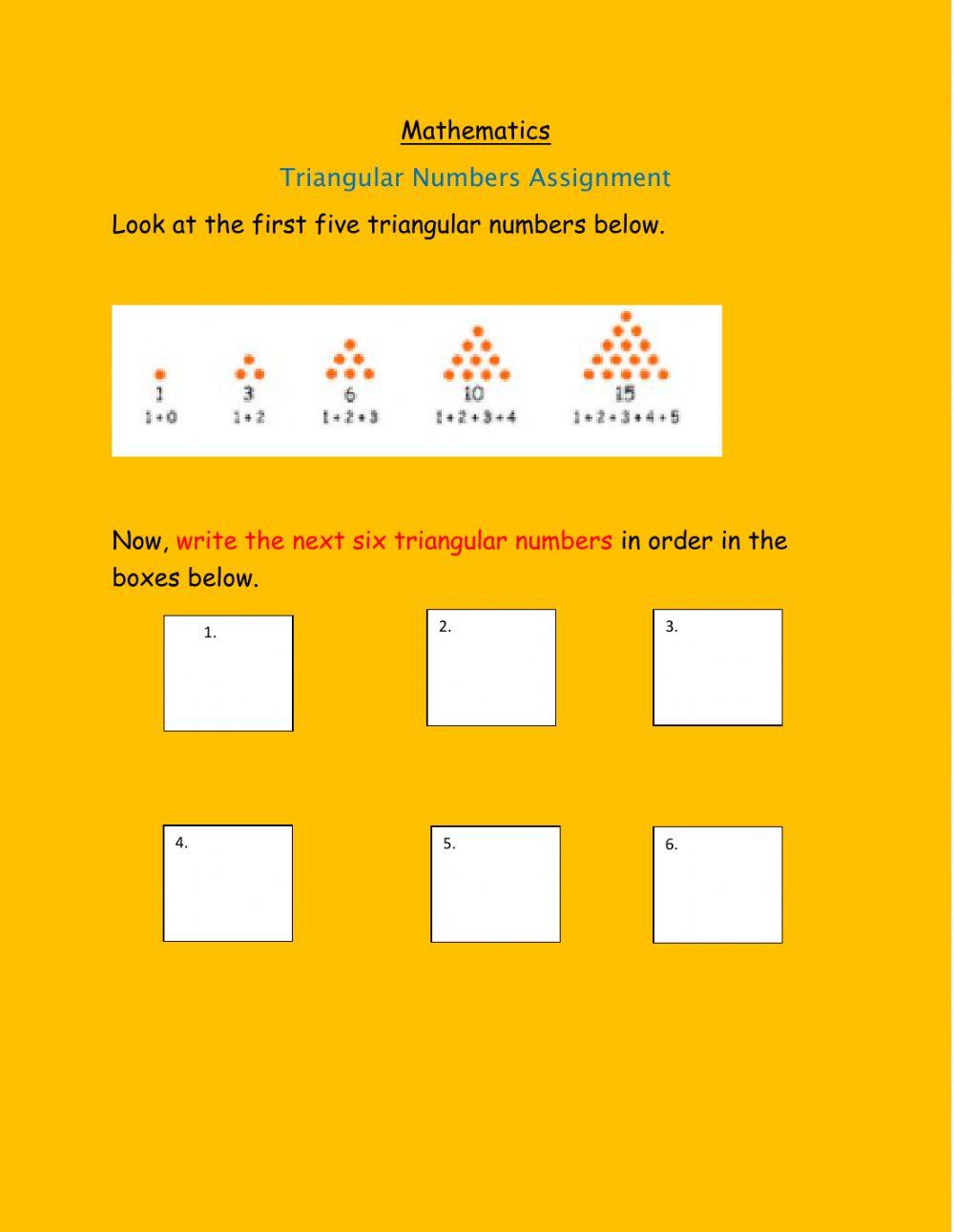 Triangular Numbers online exercise for Live Worksheets