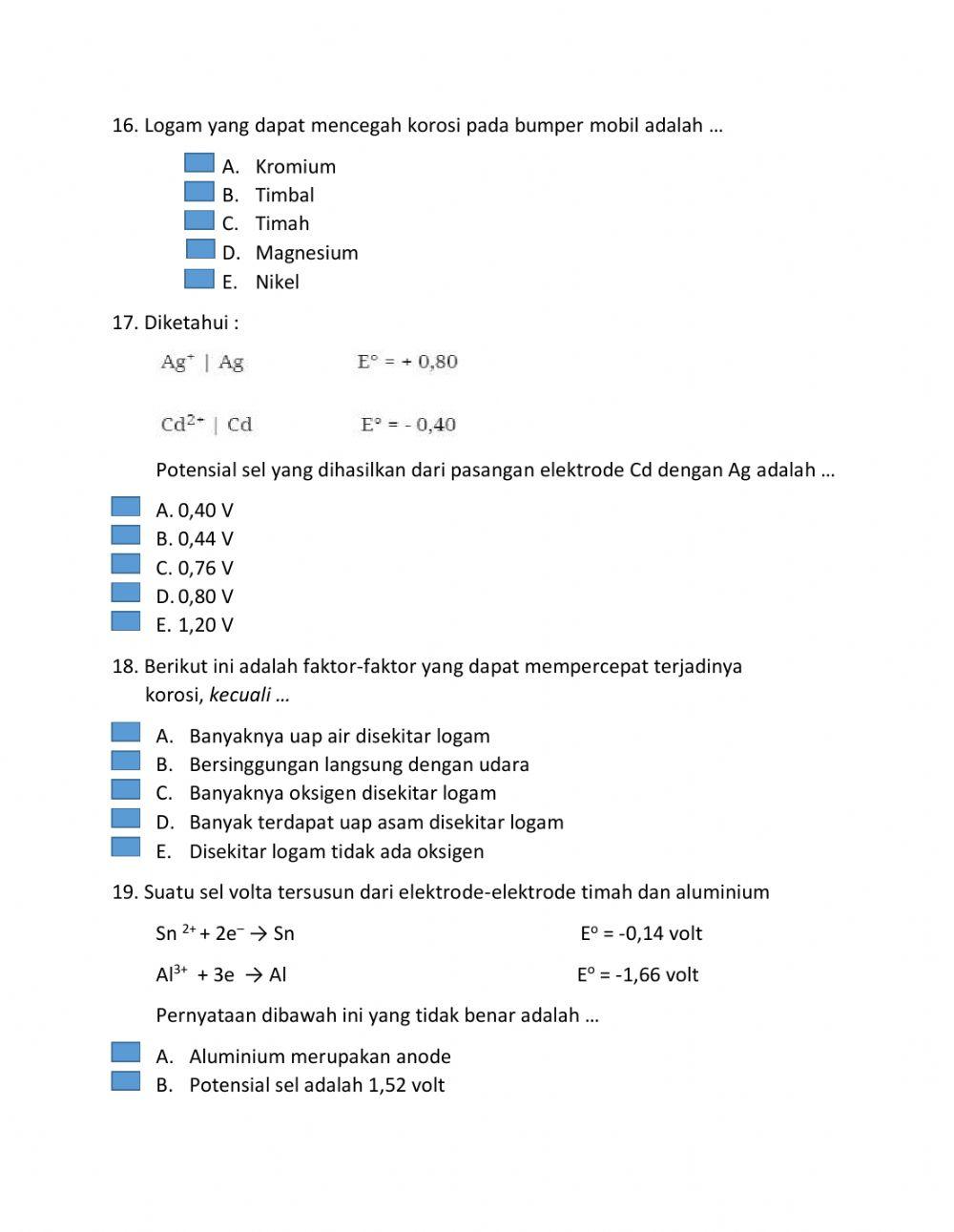 Ulangan Harian Elektrokimia