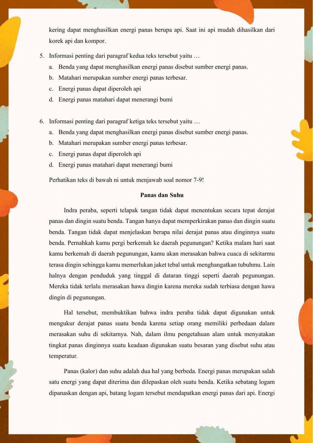 Soal Evaluasi Kelas V Tema 6 ST 2 PB 1