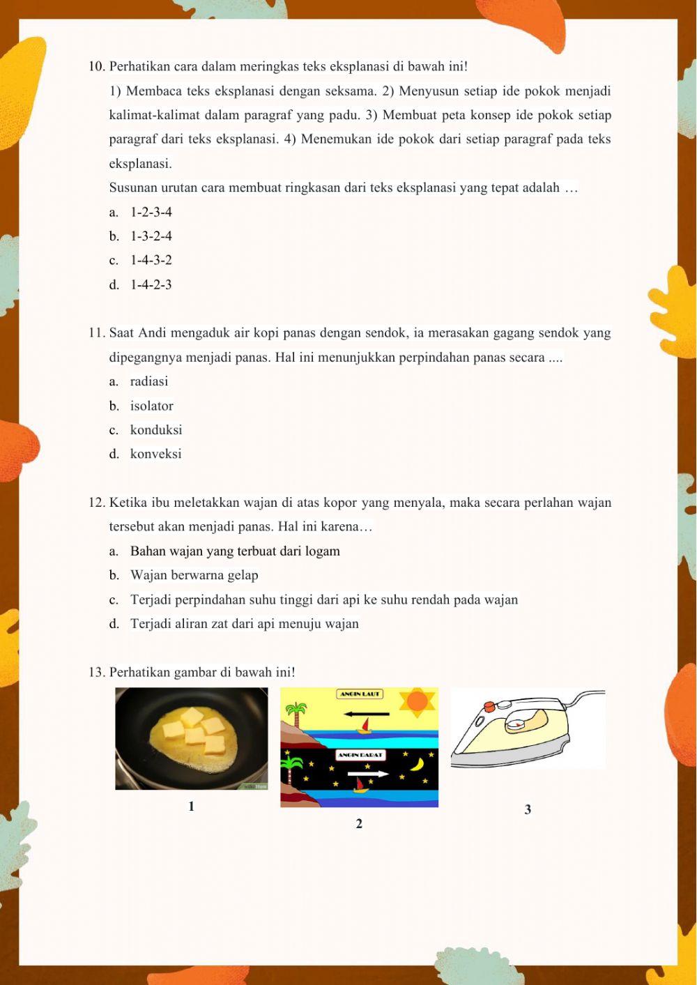 Soal Evaluasi Kelas V Tema 6 ST 2 PB 1