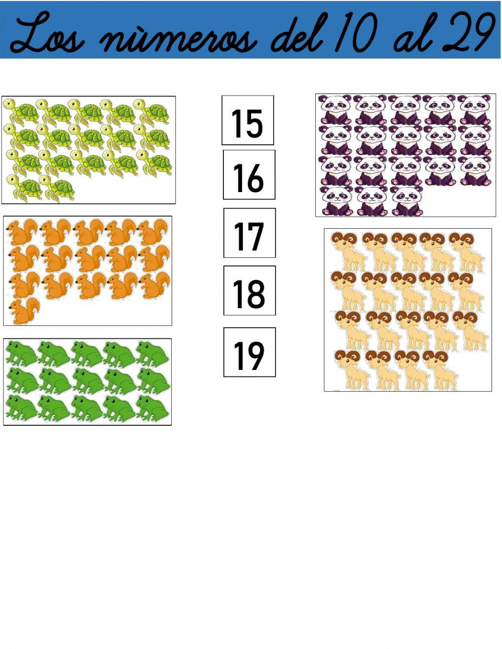 Los números del 10 al 29