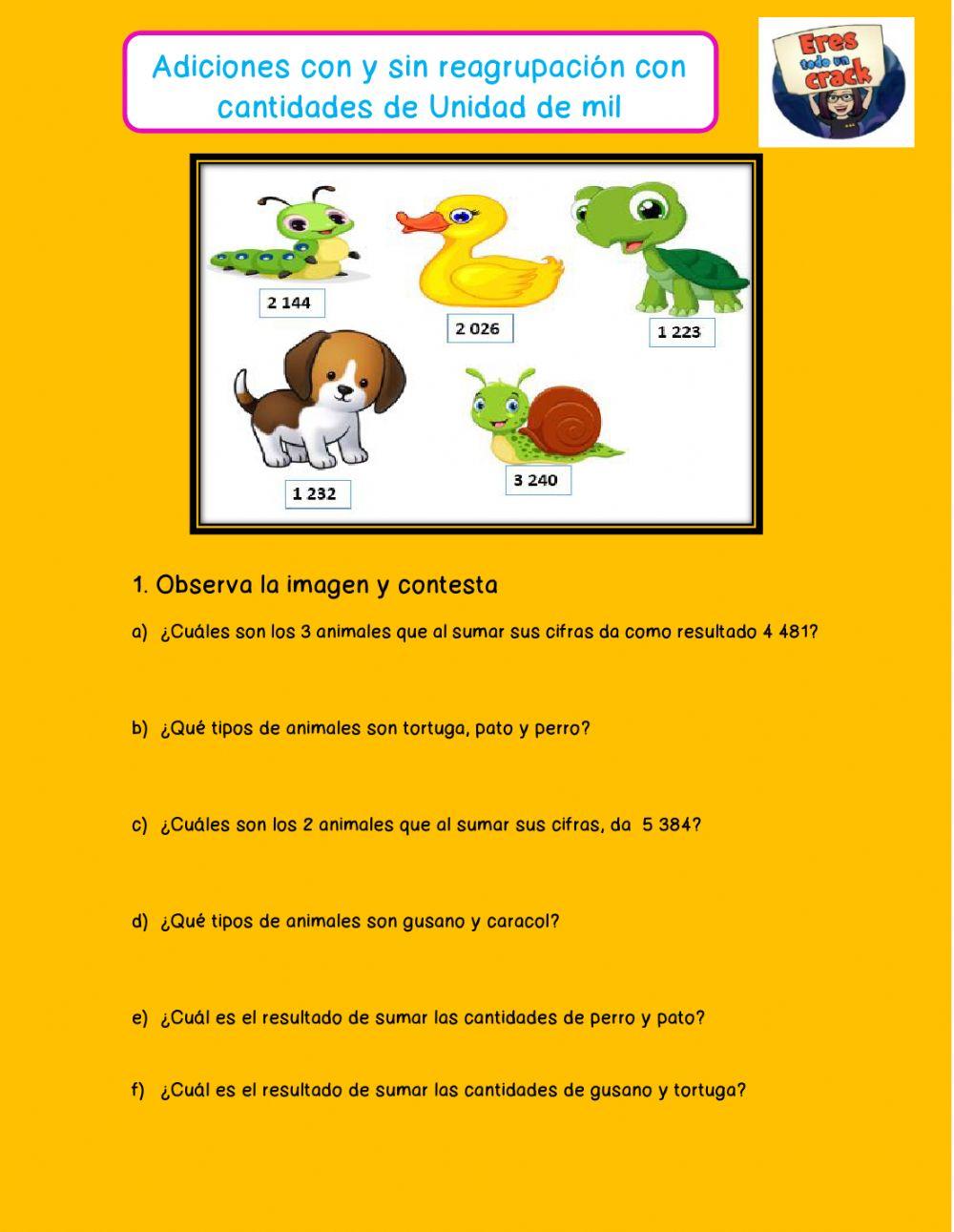 Sumas con cifras de Unidad de mil