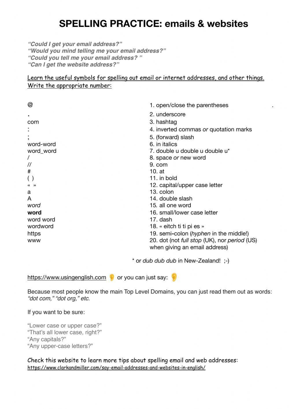 Can you spell it? email and web addresses