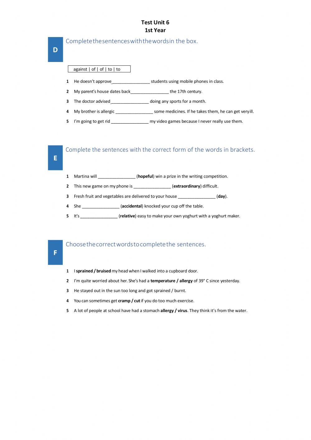 Optimise B1+ Test Unit 6