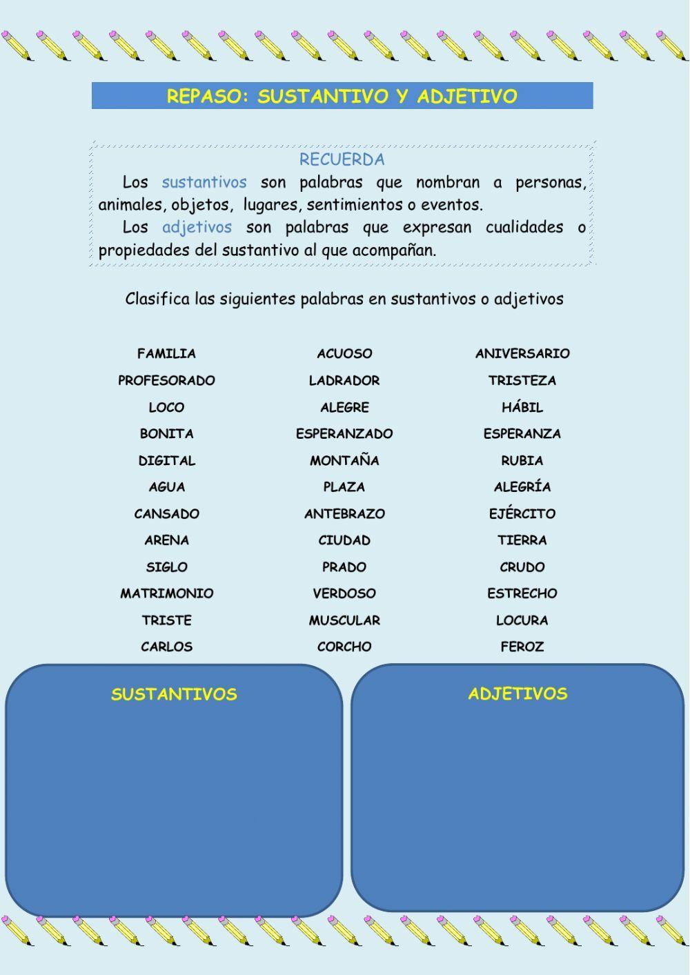 Repaso: sustantivo y adjetivo