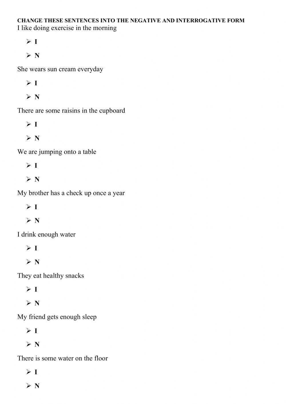 Negative and interrogtive