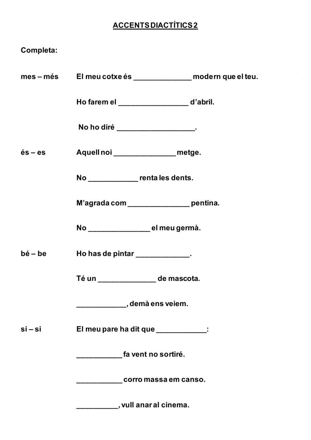 Accents diacrítics 2 Accents diacrítics 2