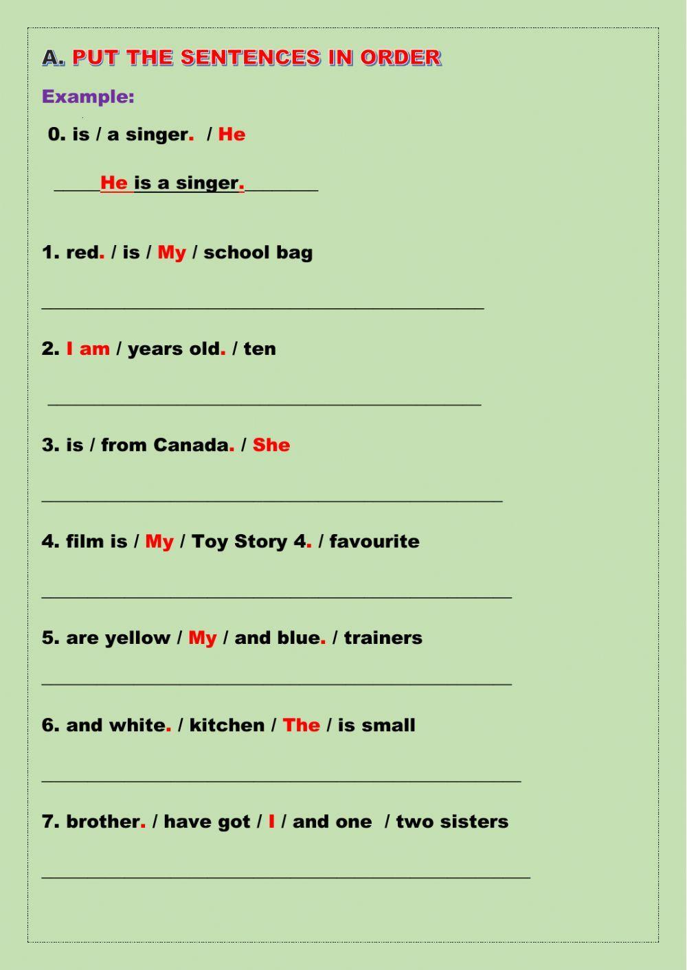 Order the sentences-Number the pictures-Listen and Match