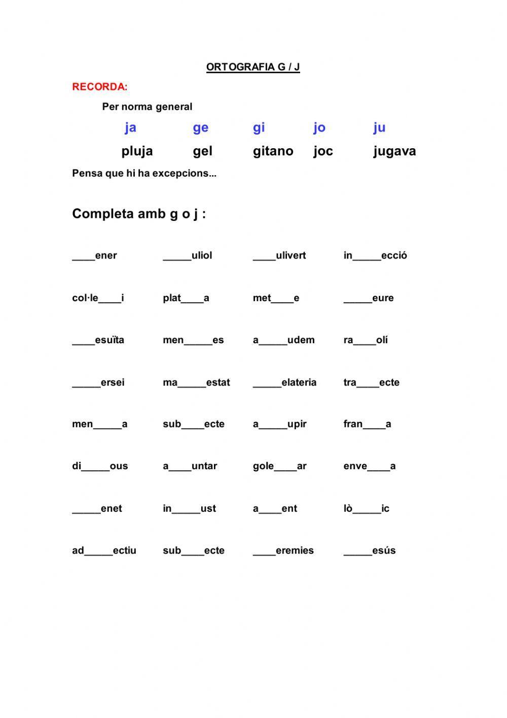 Ortografia g-j