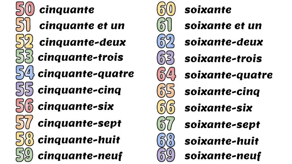 French numbers 30-69