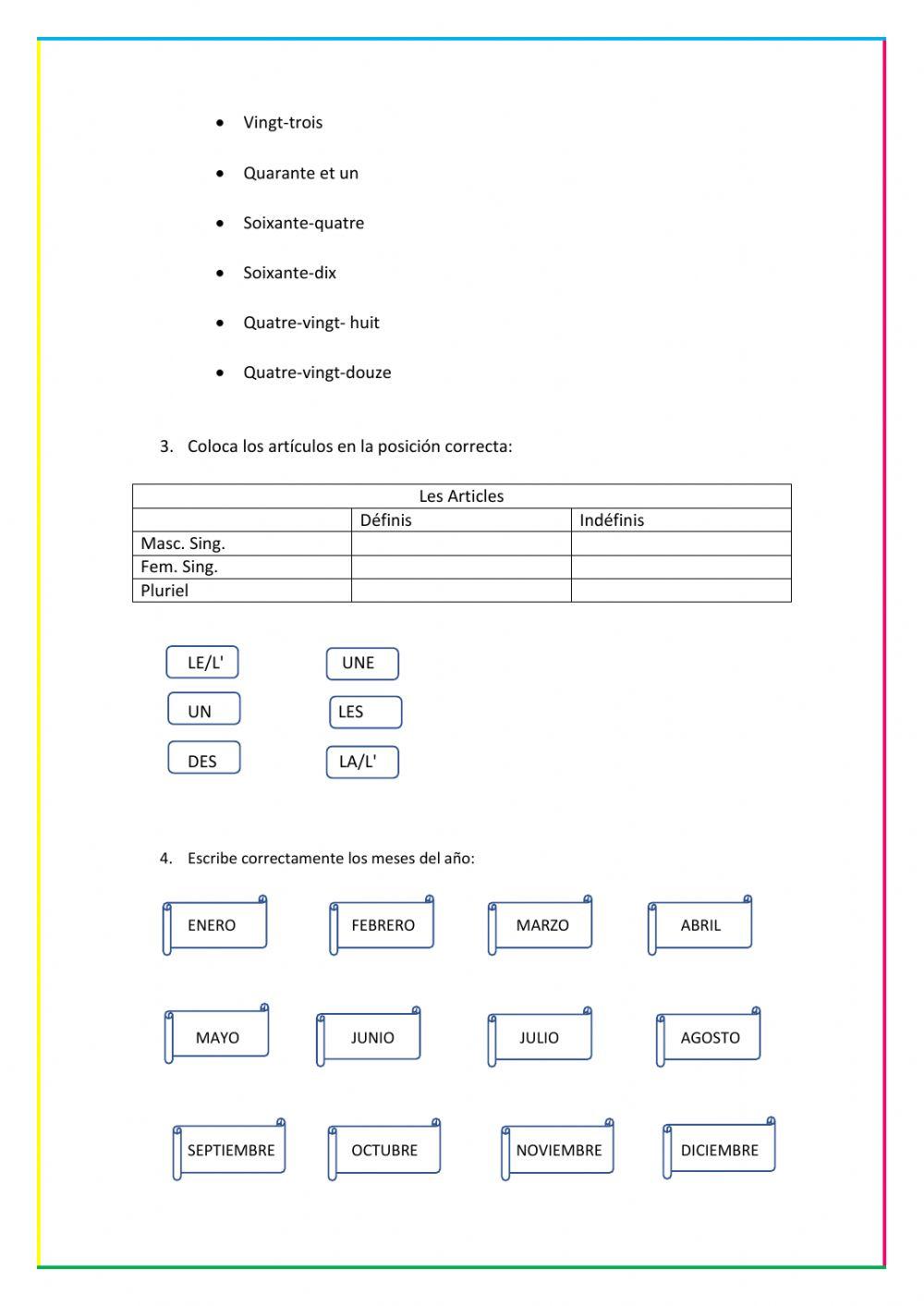 Colores, meses, números