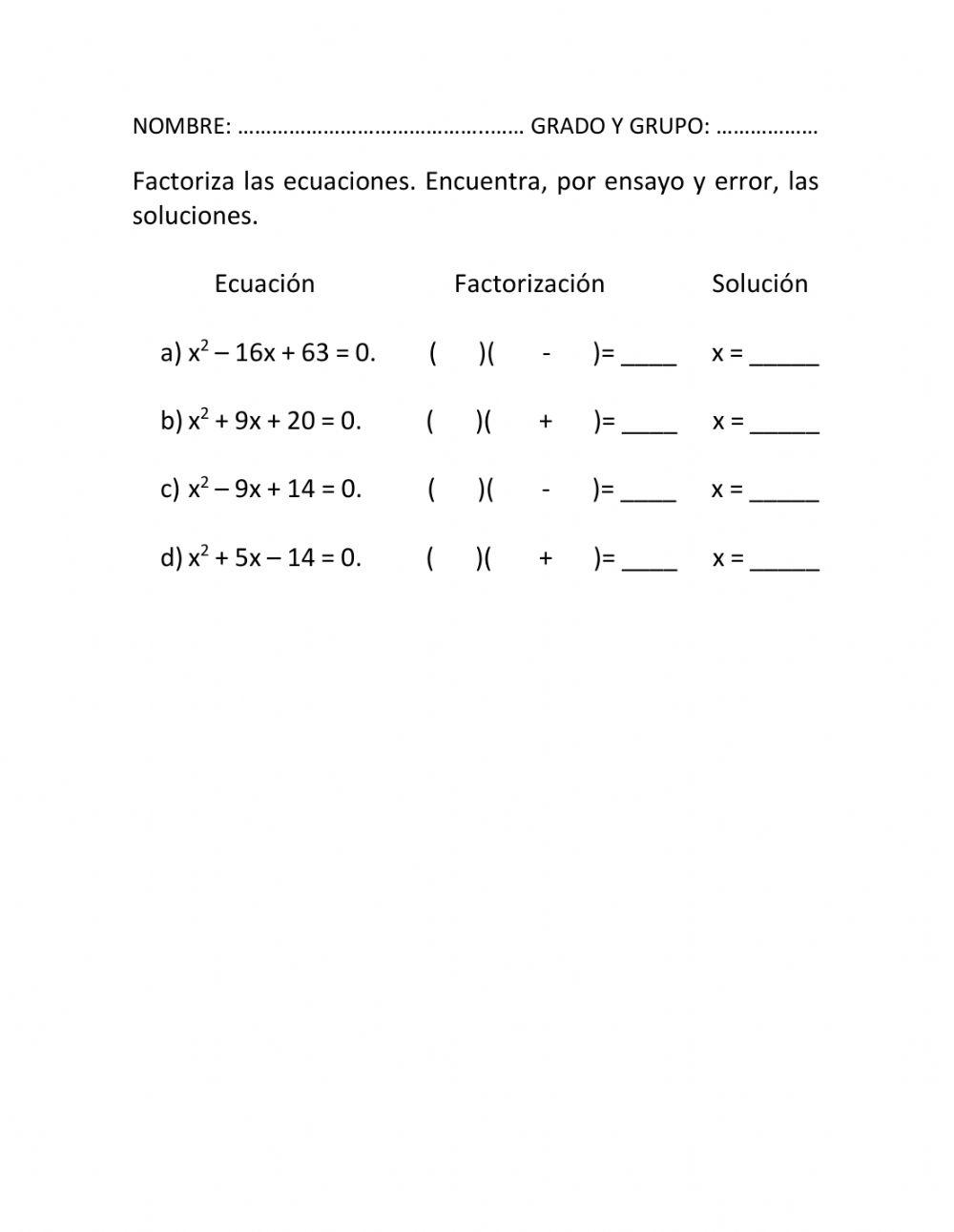 Factorizaci n 1 Activity Live Worksheets factorizaci-n-1-activity-live-worksheets