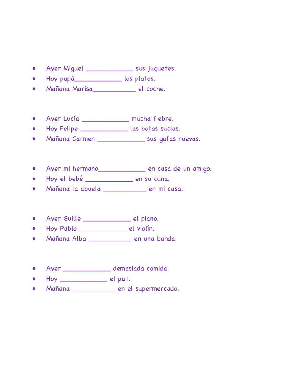 Lee las frases y selecciona la opción correcta