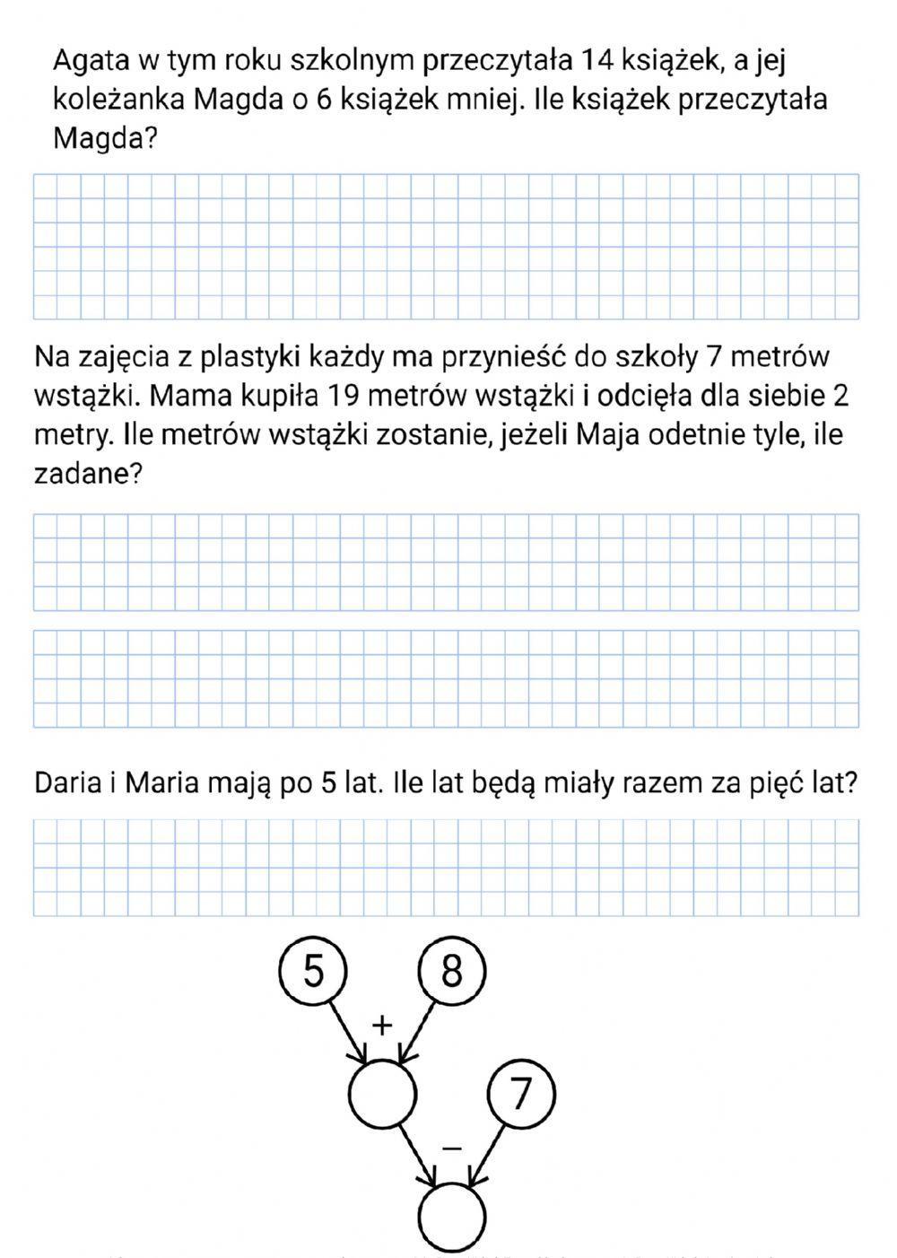 Zadania Tekstowe Dla Klasy 2 Zadania tekstowe klasa 2 worksheet | Live Worksheets