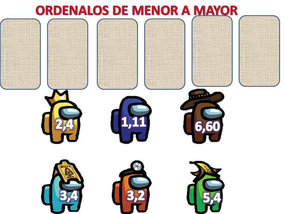 Ordenar de menor a mayor nùmeros decimales