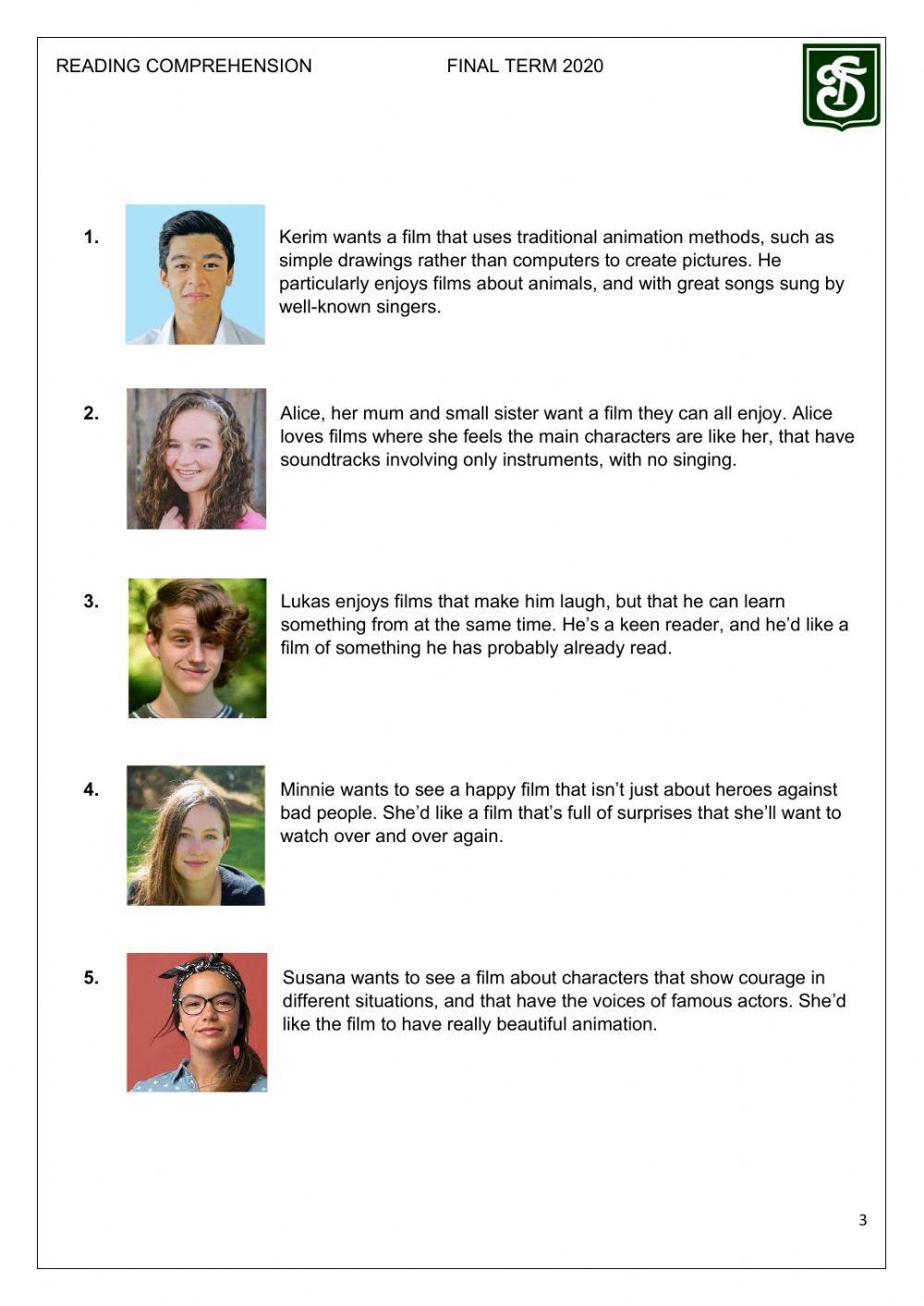 Reading Comprehension A - Final Term - Level 2