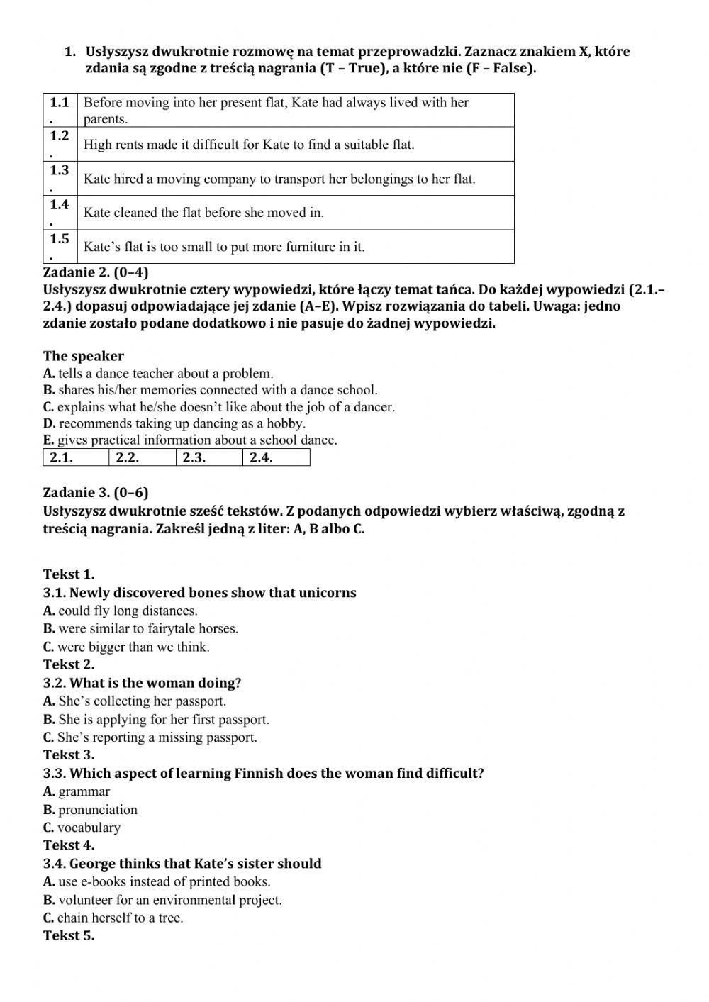 Matura język angielski poziom podstawowy