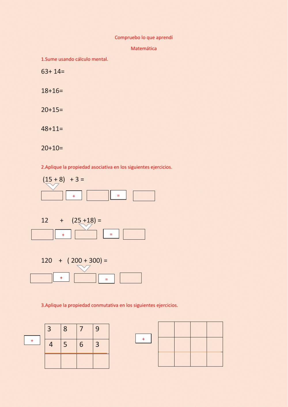 Propiedades de la suma y cálculo mental