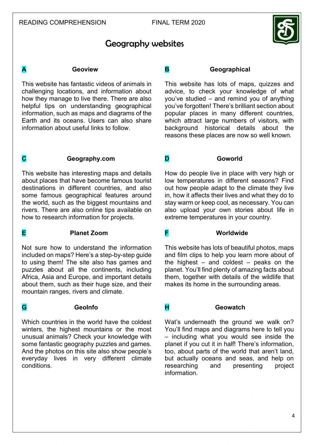 Reading Comprehension B - Final Term - Level 2