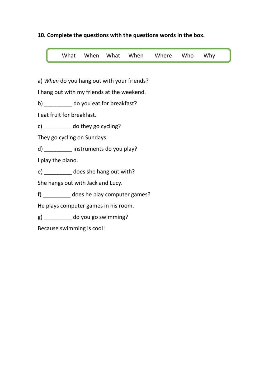 Vocabulary and grammar review