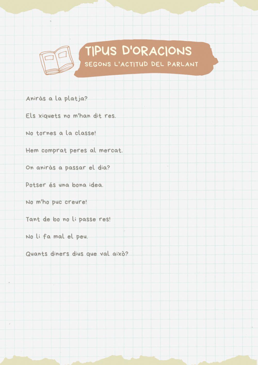 Tipus d'oracions senos l'actitud del parlant