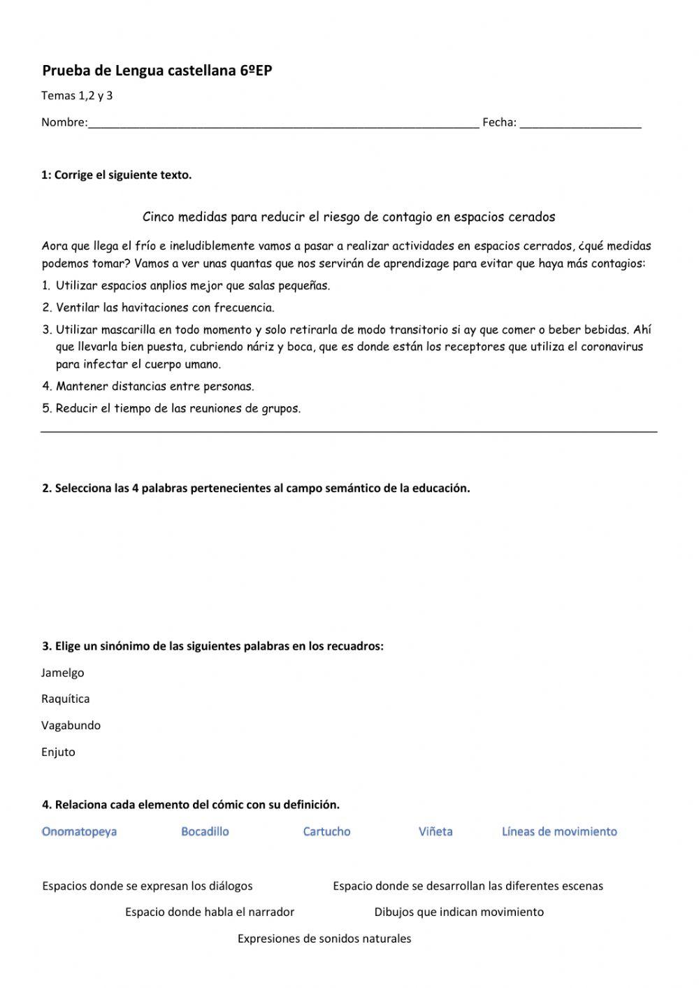 Prueba de castellano temas 1-3 ACS