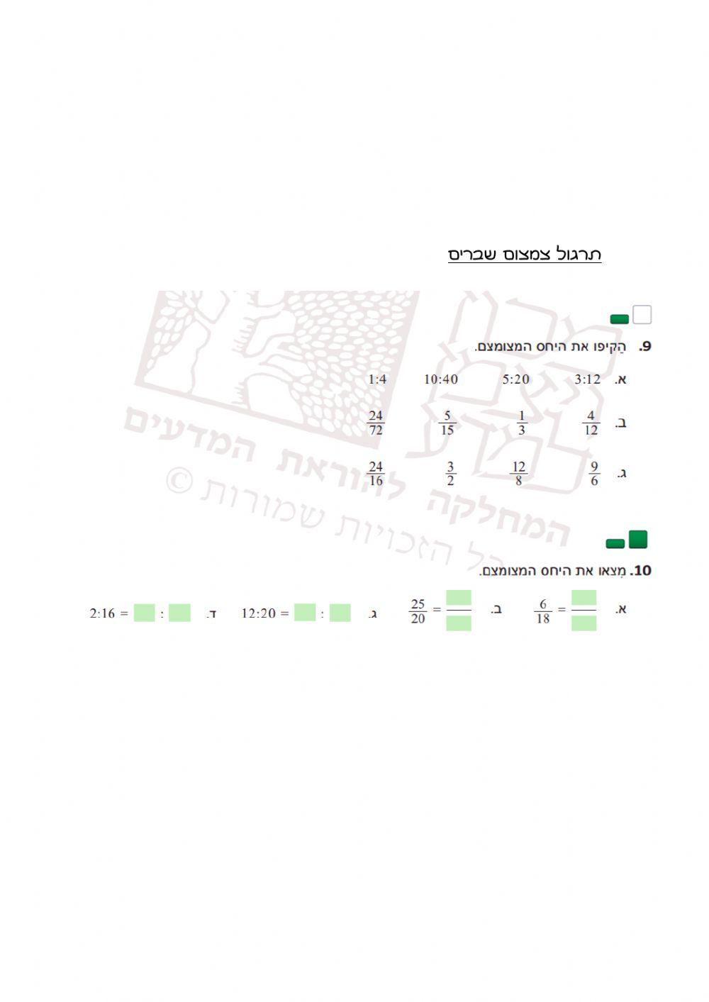 כתיבת יחס פריטים בקבוצה