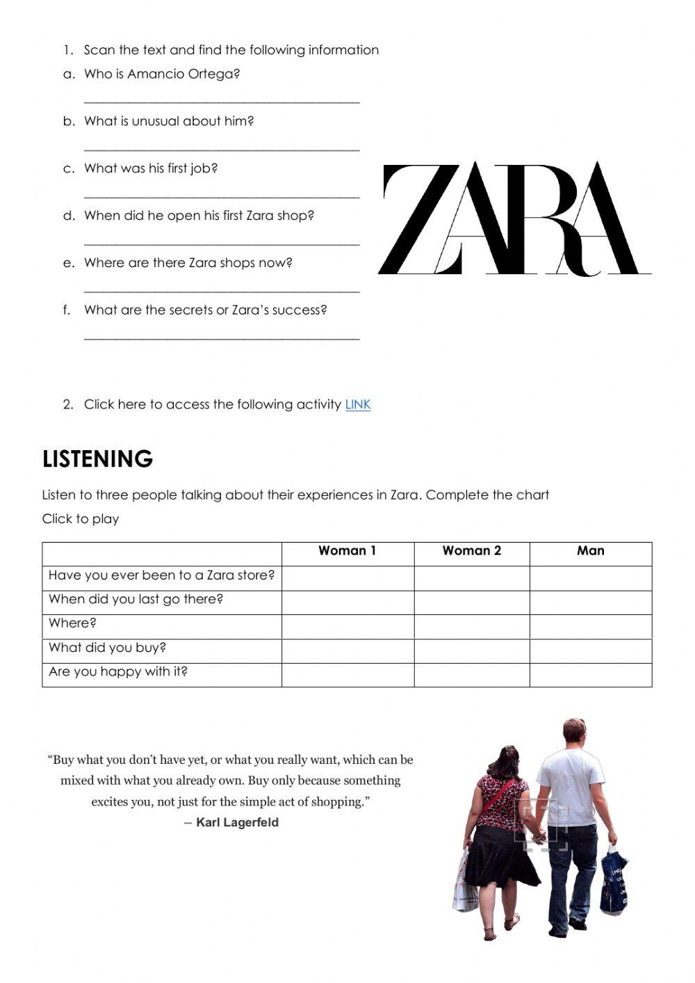 Reading Comprehension - Zara
